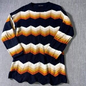 Inner Circle Pullover Sweater Womens Large Multi Chevron Pattern Knit Crew Neck